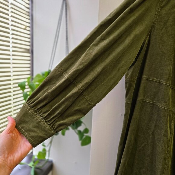 NWT Madewell Plus Green Kale Corduroy Button-Down Mini Dress Size 22W Long Sleev - Picture 5 of 11